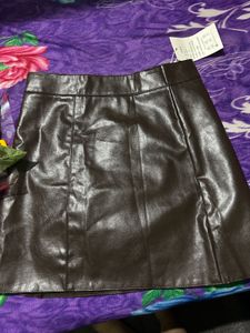 Brown Faux Leather Mini Skirt