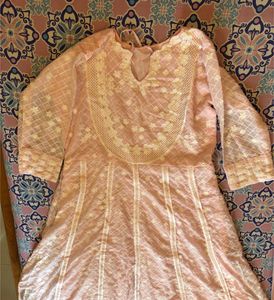 Pink Georgette Lucknavi 3 Pc Suit Set Avl