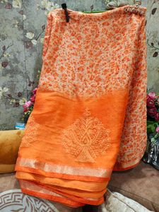 Beautiful Printed And Embroidery Saree