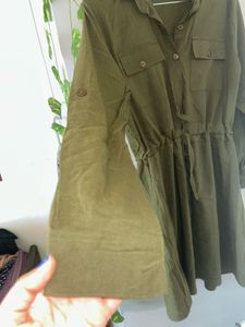 Olive Green Utility Shirt Dress – Size M