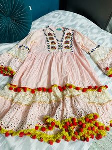 Embroided Dress With Pompom