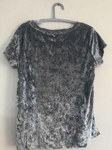 Powder Blue Velvet Top