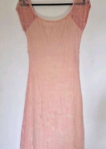 Pintresty Peach Lace Midi Dress
