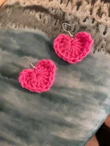 Crochet Heart Earrings- Set Of 2