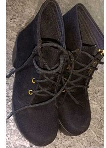 Black Ankle Booties - Lace-Up Style