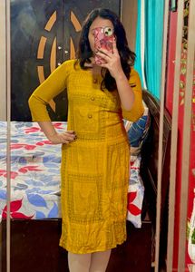 Mustard Yellow Printed Kurti
