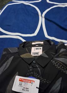 Men Tone Black Leaf Print Shirt