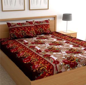 Elegant Floral Double Bed Sheet with Pillow Covers
