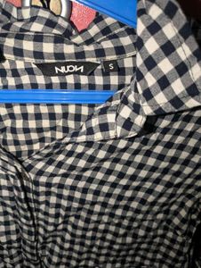 Check White-black Cropped Shirt