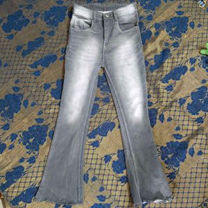 Grey high waist bootcut jeans for women