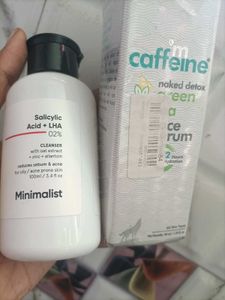 Minimalist Face Wash,Mcaffeine GreenTea Serum .