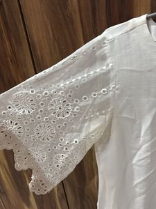 White Eyelet Sleeve Top