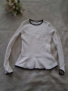 ZARA Ribbed Peplum Top