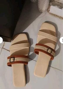 Stylish Beige &amp; Brown Slides