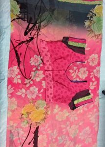 Floral Pink Saree with Blouse