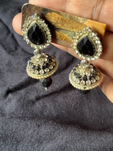 Elegant Black Jhumka Earrings