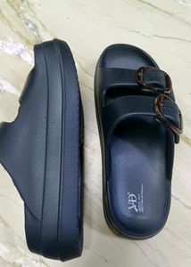 Stylish Black Buckle Slides