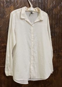 H&amp;M Oversized Pintresty Shirt Off White