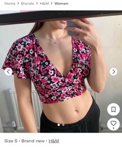 Floral pink colour crop top with back design