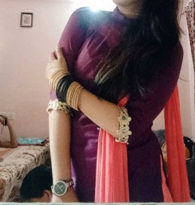 Purple And Coral Punjabi Suit