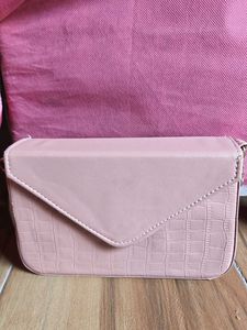 Pink Croc Embossed Crossbody Bag