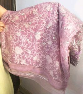 Readymade embroidered net Saree