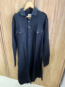 Men's Black Denim Kurta- Size M