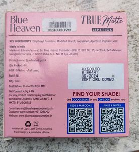 BLUE HEAVEN MATTE LIPSTICK COMBO- SOFT GIRL