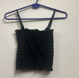 Black Smoked Crop Top