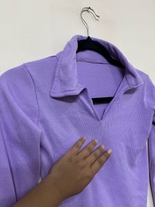Cute Purple Collared Top