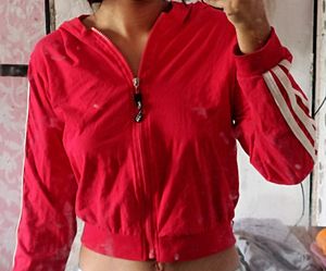 red crop jacket
