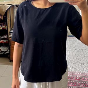 Solid Black Uniqlo Basic Top