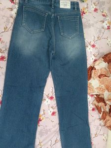 Blue Denim Straight Leg Jeans