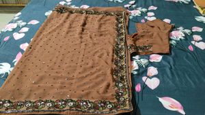 Embroidered Saree with stitch Blouse