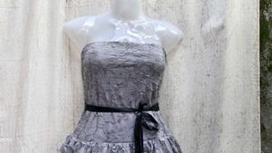 868. Gray Lace Strapless Dress
