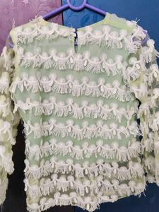 Cute Green Fringe Top