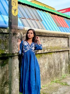 Blue Embroidered Dress