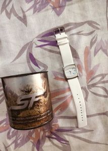 Fastrack White Leather Watch + Pendrive FREE