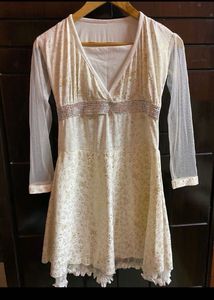 White dress with golden work
