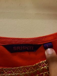 Embroidered Orange Blouse