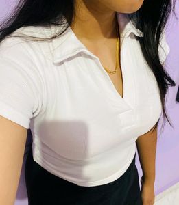 White Ribbed Top