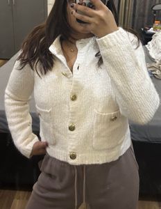 Massimo Dutti White Knit Cardigan