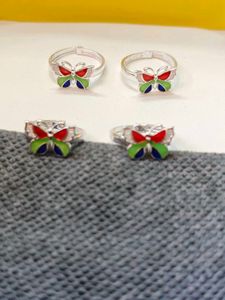 Pure silver butterfly design toe ring