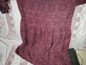 Maroon Printed Dress