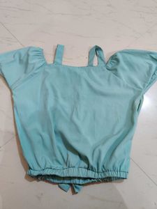 Chic Aqua Blue Cold-Shoulder Top – Stylish &amp; Trend
