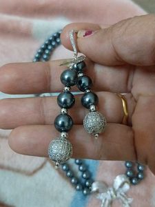 Original Grey Pearl With Ad Stones Neckpiece Set
