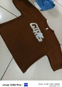 Brown "Girls" Embellished Top New With Tags