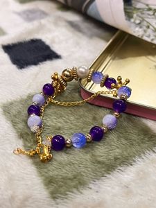 Beaded Purple &amp; Gold Necklace chain