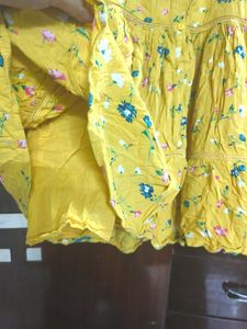 Yellow Floral Print Frock💛💫