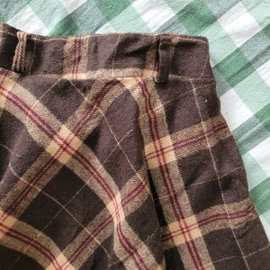 Plaid Wool Knee Length Skirt
